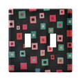 thumbnail image 1 of Yayeee Toggle Light Switch Wall Plate 2-Gang 4.56"x4.48" Decorative Outlet Cover, Red Block Pattern, 1 of 7