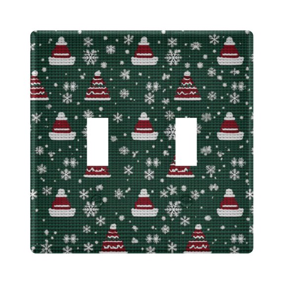 Yayeee Toggle Light Switch Wall Plate 2-Gang 4.56"x4.48" Decorative Outlet Cover, Red Christmas Trees