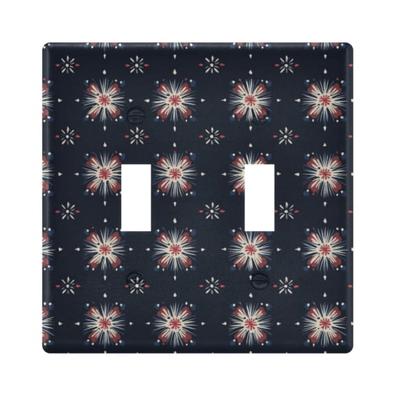 Yayeee Toggle Light Switch Wall Plate 2-Gang 4.56"x4.48" Decorative Outlet Cover, Red Fireworks Pattern