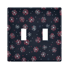 Yayeee Toggle Light Switch Wall Plate 2-Gang 4.56"x4.48" Decorative Outlet Cover, Red Fireworks Pattern