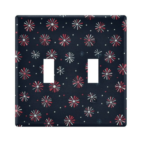 Yayeee Toggle Light Switch Wall Plate 2-Gang 4.56"x4.48" Decorative Outlet Cover, Red Fireworks Pattern