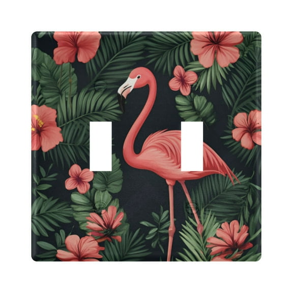 Yayeee Toggle Light Switch Wall Plate 2-Gang 4.56"x4.48" Decorative Outlet Cover, Red Flamingo Pattern