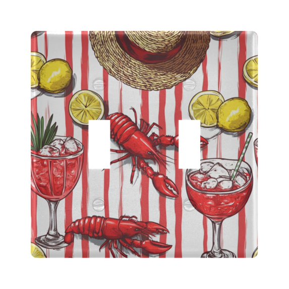 Yayeee Toggle Light Switch Wall Plate 2-Gang 4.56"x4.48" Decorative Outlet Cover, Red Lobster