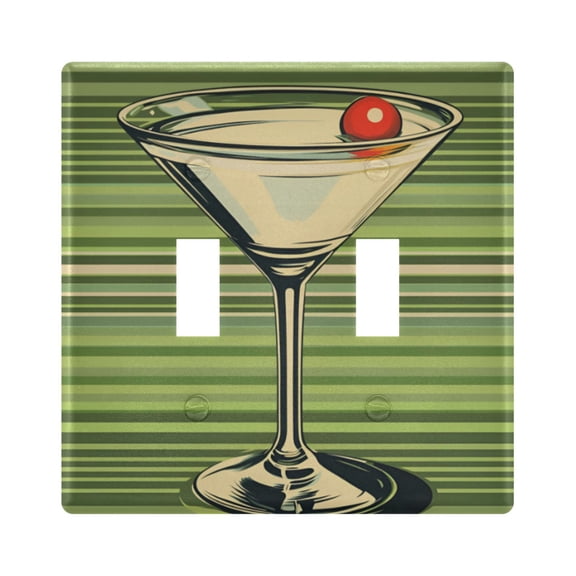 Yayeee Toggle Light Switch Wall Plate 2-Gang 4.56"x4.48" Decorative Outlet Cover, Red Martini