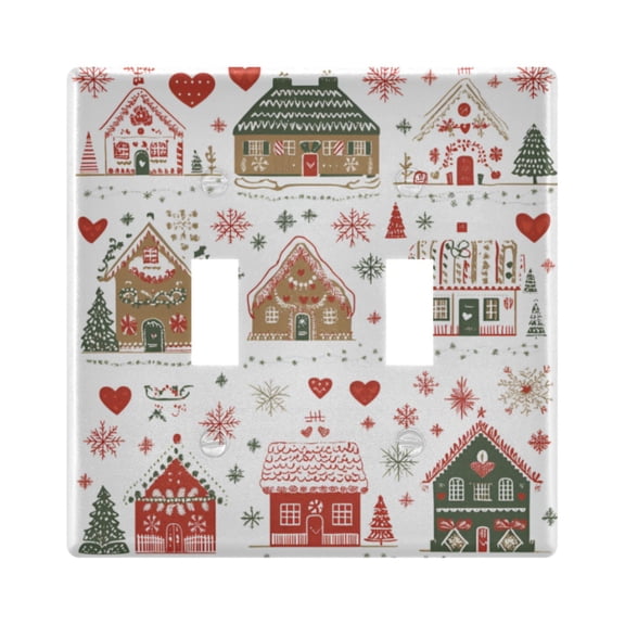 Yayeee Toggle Light Switch Wall Plate 2-Gang 4.56"x4.48" Decorative Outlet Cover, Red Nordic Christmas House
