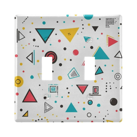 Yayeee Toggle Light Switch Wall Plate 2-Gang 4.56"x4.48" Decorative Outlet Cover, Red Simple Shapes