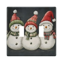 Yayeee Toggle Light Switch Wall Plate 2-Gang 4.56"x4.48" Decorative Outlet Cover, Red Snowmen