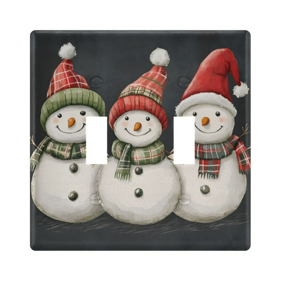 Yayeee Toggle Light Switch Wall Plate 2-Gang 4.56"x4.48" Decorative Outlet Cover, Red Snowmen