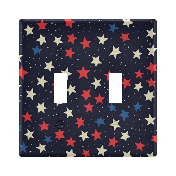 Yayeee Toggle Light Switch Wall Plate 2-Gang 4.56"x4.48" Decorative Outlet Cover, Red Starry Pattern