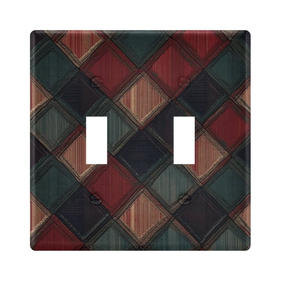 Yayeee Toggle Light Switch Wall Plate 2-Gang 4.56"x4.48" Decorative Outlet Cover, Red Tartan Pattern