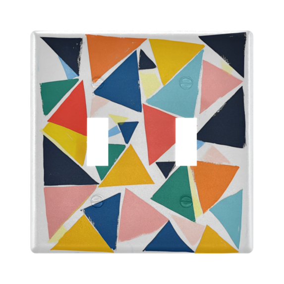 Yayeee Toggle Light Switch Wall Plate 2-Gang 4.56"x4.48" Decorative Outlet Cover, Red Triangles