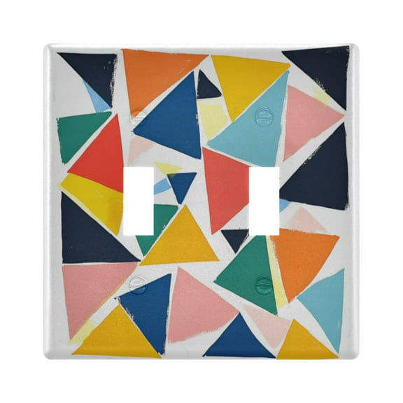 Yayeee Toggle Light Switch Wall Plate 2-Gang 4.56"x4.48" Decorative Outlet Cover, Red Triangles