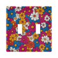 thumbnail image 1 of Yayeee Toggle Light Switch Wall Plate 2-Gang 4.56"x4.48" Decorative Outlet Cover, Red Whimsical Floral, 1 of 7