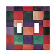 thumbnail image 1 of Yayeee Toggle Light Switch Wall Plate 2-Gang 4.56"x4.48" Decorative Outlet Cover, Red and Purple Plaid Pattern, 1 of 7