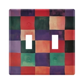 Yayeee Toggle Light Switch Wall Plate 2-Gang 4.56"x4.48" Decorative Outlet Cover, Red and Purple Plaid Pattern