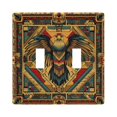 thumbnail image 1 of Yayeee Toggle Light Switch Wall Plate 2-Gang 4.56"x4.48" Decorative Outlet Cover, Retro Abstract Eagle, 1 of 7