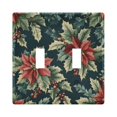 thumbnail image 1 of Yayeee Toggle Light Switch Wall Plate 2-Gang 4.56"x4.48" Decorative Outlet Cover, Retro Christmas Poinsettia, 1 of 7