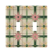Yayeee Toggle Light Switch Wall Plate 2-Gang 4.56"x4.48" Decorative Outlet Cover, Retro Green Stars
