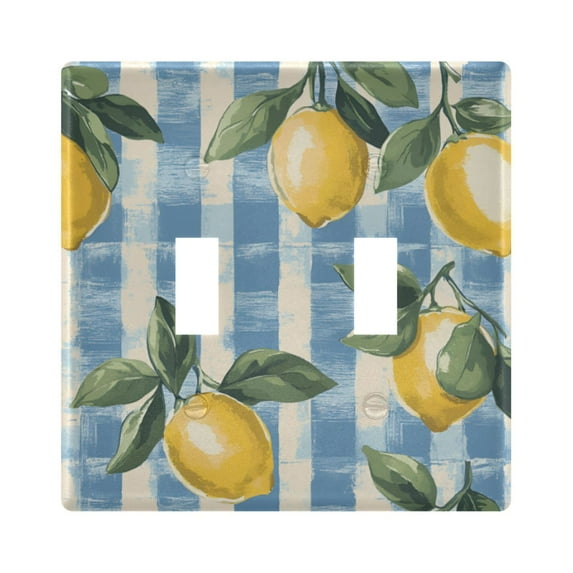 Yayeee Toggle Light Switch Wall Plate 2-Gang 4.56"x4.48" Decorative Outlet Cover, Retro Lemon Leaves