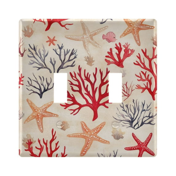 Yayeee Toggle Light Switch Wall Plate 2-Gang 4.56"x4.48" Decorative Outlet Cover, Retro Starfish