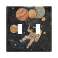 thumbnail image 1 of Yayeee Toggle Light Switch Wall Plate 2-Gang 4.56"x4.48" Decorative Outlet Cover, Retro Watercolor Planet, 1 of 7