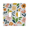 thumbnail image 1 of Yayeee Toggle Light Switch Wall Plate 2-Gang 4.56"x4.48" Decorative Outlet Cover, Retro Yellow Floral, 1 of 7