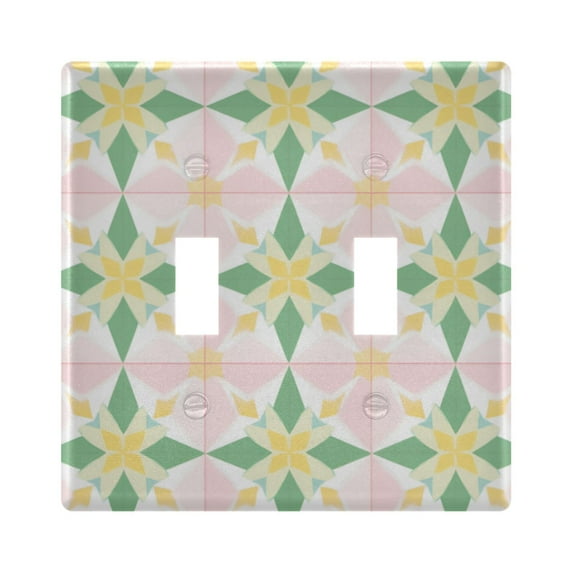 Yayeee Toggle Light Switch Wall Plate 2-Gang 4.56"x4.48" Decorative Outlet Cover, Retro Yellow Stars
