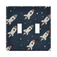 thumbnail image 1 of Yayeee Toggle Light Switch Wall Plate 2-Gang 4.56"x4.48" Decorative Outlet Cover, Rocket Pattern, 1 of 7