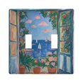thumbnail image 1 of Yayeee Toggle Light Switch Wall Plate 2-Gang 4.56"x4.48" Decorative Outlet Cover, Sea Window, 1 of 7