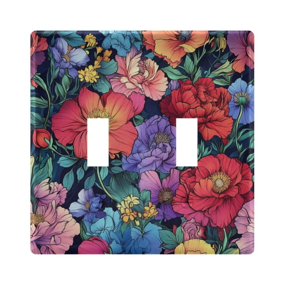 Yayeee Toggle Light Switch Wall Plate 2-Gang 4.56"x4.48" Decorative Outlet Cover, Serene Floral Pattern