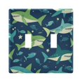 thumbnail image 1 of Yayeee Toggle Light Switch Wall Plate 2-Gang 4.56"x4.48" Decorative Outlet Cover, Sharks Pattern, 1 of 7