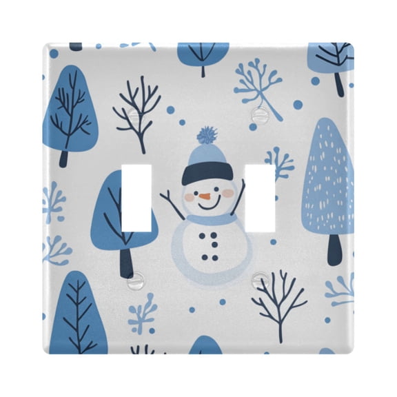 Yayeee Toggle Light Switch Wall Plate 2-Gang 4.56"x4.48" Decorative Outlet Cover, Simple Cartoon Snowmen
