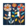 thumbnail image 1 of Yayeee Toggle Light Switch Wall Plate 2-Gang 4.56"x4.48" Decorative Outlet Cover, Simple Floral, 1 of 7