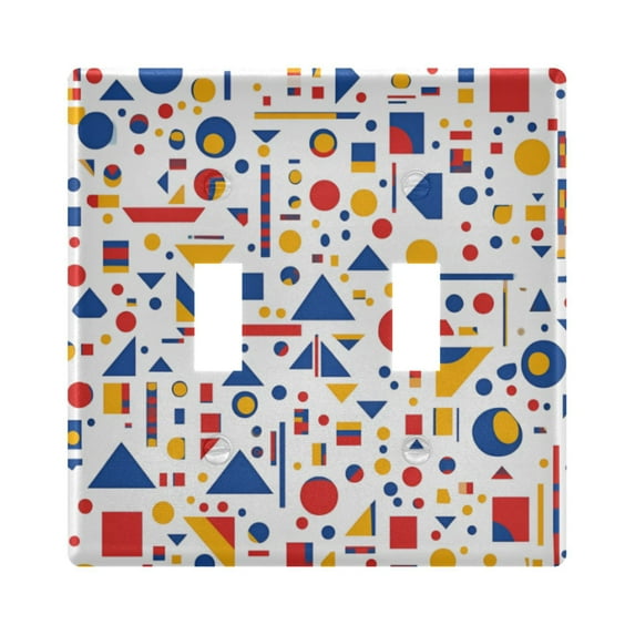 Yayeee Toggle Light Switch Wall Plate 2-Gang 4.56"x4.48" Decorative Outlet Cover, Simple Shapes