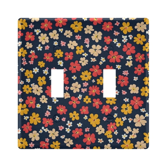 Yayeee Toggle Light Switch Wall Plate 2-Gang 4.56"x4.48" Decorative Outlet Cover, Small Colorful Flower