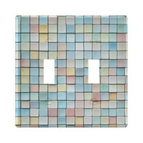 Yayeee Toggle Light Switch Wall Plate 2-Gang 4.56"x4.48" Decorative Outlet Cover, Small Pastel Pattern