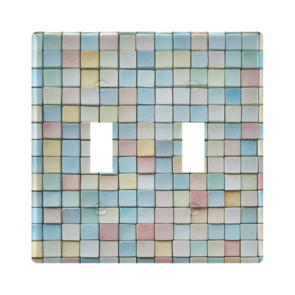 Yayeee Toggle Light Switch Wall Plate 2-Gang 4.56"x4.48" Decorative Outlet Cover, Small Pastel Pattern
