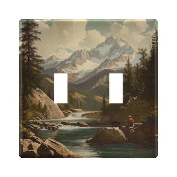 Yayeee Toggle Light Switch Wall Plate 2-Gang 4.56"x4.48" Decorative Outlet Cover, Snow Mountains