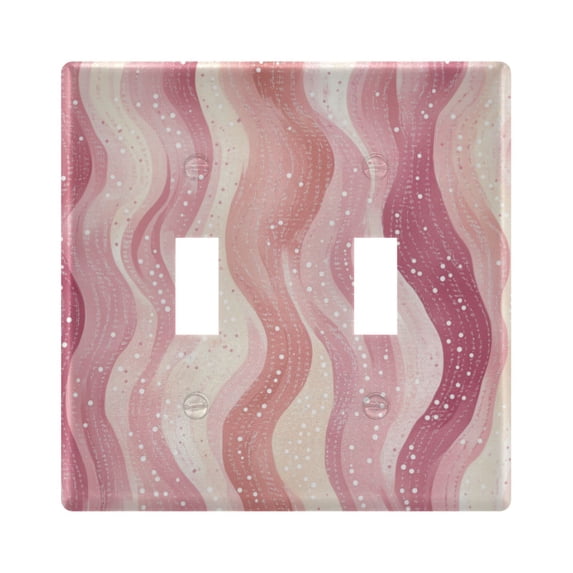 Yayeee Toggle Light Switch Wall Plate 2-Gang 4.56"x4.48" Decorative Outlet Cover, Soft Brown Pattern