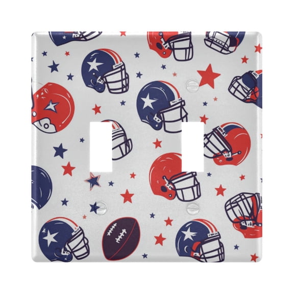 Yayeee Toggle Light Switch Wall Plate 2-Gang 4.56"x4.48" Decorative Outlet Cover, Star Spangled Helmets