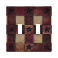 thumbnail image 1 of Yayeee Toggle Light Switch Wall Plate 2-Gang 4.56"x4.48" Decorative Outlet Cover, Star Spangled Squares, 1 of 7