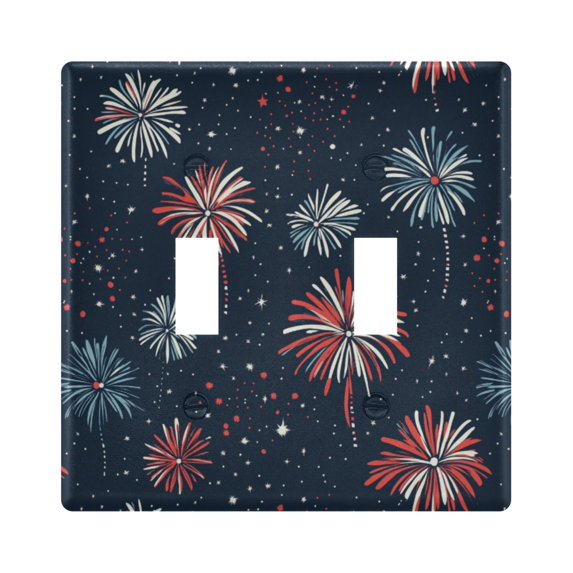 Yayeee Toggle Light Switch Wall Plate 2-Gang 4.56"x4.48" Decorative Outlet Cover, Starry Fireworks Pattern