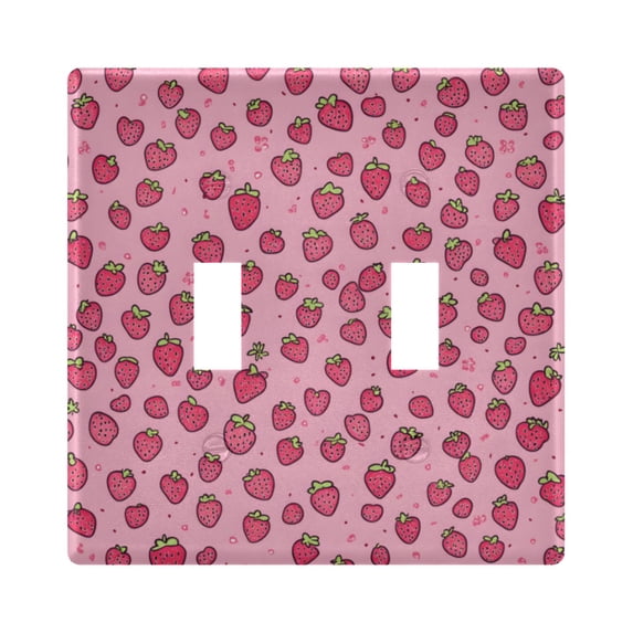 Yayeee Toggle Light Switch Wall Plate 2-Gang 4.56"x4.48" Decorative Outlet Cover, Strawberry Bliss