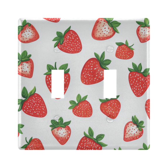 Yayeee Toggle Light Switch Wall Plate 2-Gang 4.56"x4.48" Decorative Outlet Cover, Strawberry