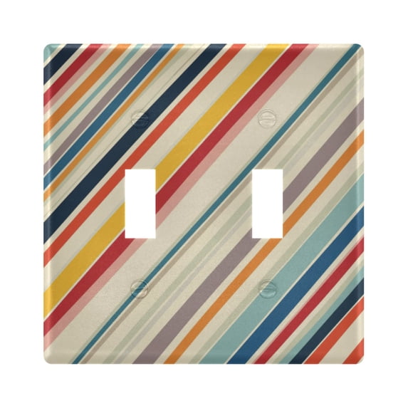 Yayeee Toggle Light Switch Wall Plate 2-Gang 4.56"x4.48" Decorative Outlet Cover, Striped Pattern