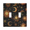 thumbnail image 1 of Yayeee Toggle Light Switch Wall Plate 2-Gang 4.56"x4.48" Decorative Outlet Cover, Sun Moon and Stars Pattern, 1 of 7