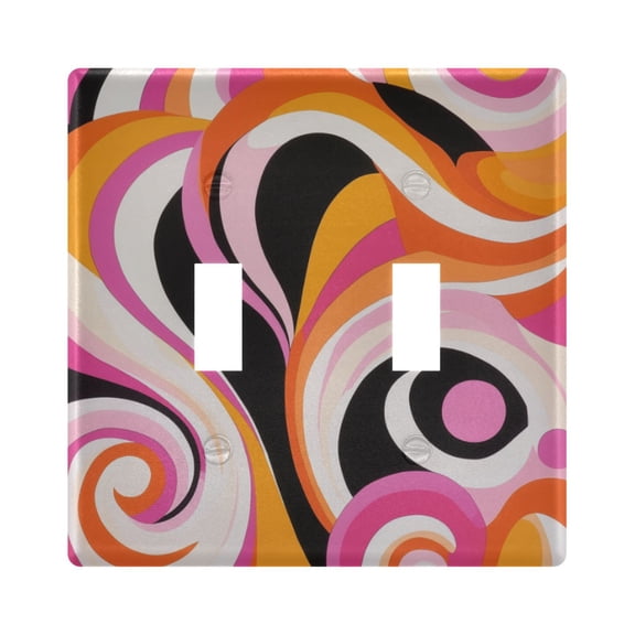 Yayeee Toggle Light Switch Wall Plate 2-Gang 4.56"x4.48" Decorative Outlet Cover, Swirling Circles