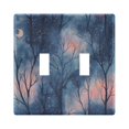 thumbnail image 1 of Yayeee Toggle Light Switch Wall Plate 2-Gang 4.56"x4.48" Decorative Outlet Cover, Trees in The Night, 1 of 7