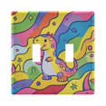 thumbnail image 1 of Yayeee Toggle Light Switch Wall Plate 2-Gang 4.56"x4.48" Decorative Outlet Cover, Vibrant Dinosaur, 1 of 7