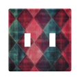 thumbnail image 1 of Yayeee Toggle Light Switch Wall Plate 2-Gang 4.56"x4.48" Decorative Outlet Cover, Vibrant Green Tartan Pattern, 1 of 7